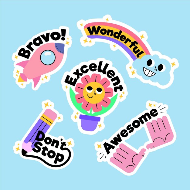 Paquete de pegatinas de gran trabajo de diseño plano