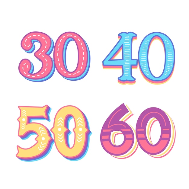 Paquete de pegatinas de números coloridos