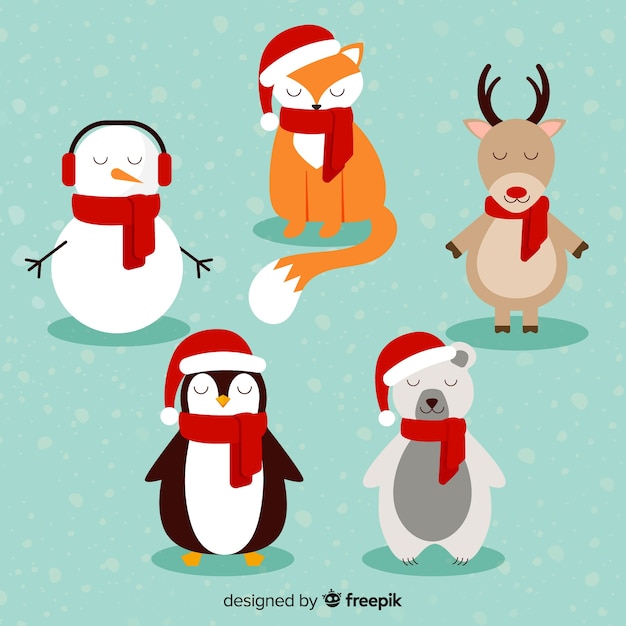 Vector gratuito paquete personajes navidad descansando