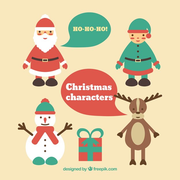 Paquete de personajes planos de navidad
