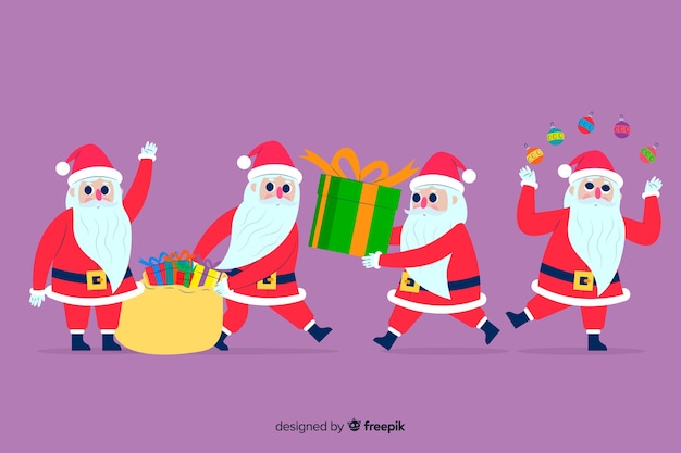 Paquete de personajes planos de santa claus