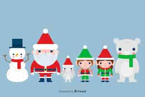 Vector gratuito paquete de personajes de santa claus de diseño plano