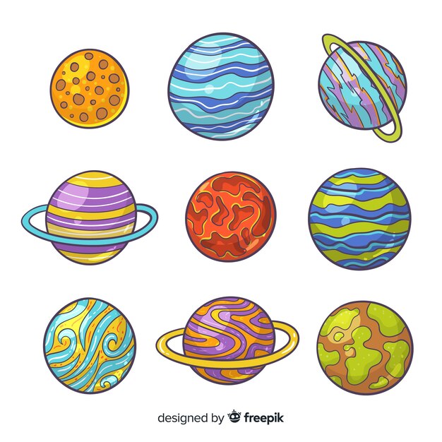 Paquete planetario de diseño plano