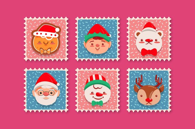 Paquete plano de sellos navideños
