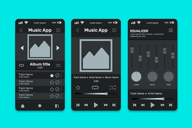 Paquete de plantillas de interfaz de la aplicación del reproductor de música