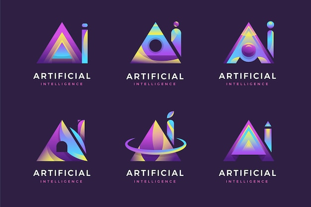 Paquete de plantillas de logotipo ai degradado de diseño plano