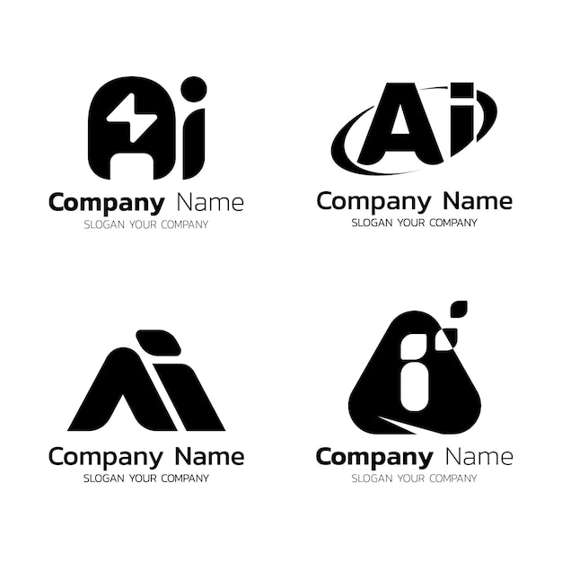 Vector gratuito paquete de plantillas de logotipo de ai de diseño plano