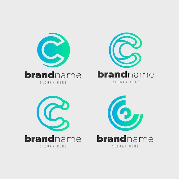 Paquete de plantillas de logotipo c de color degradado
