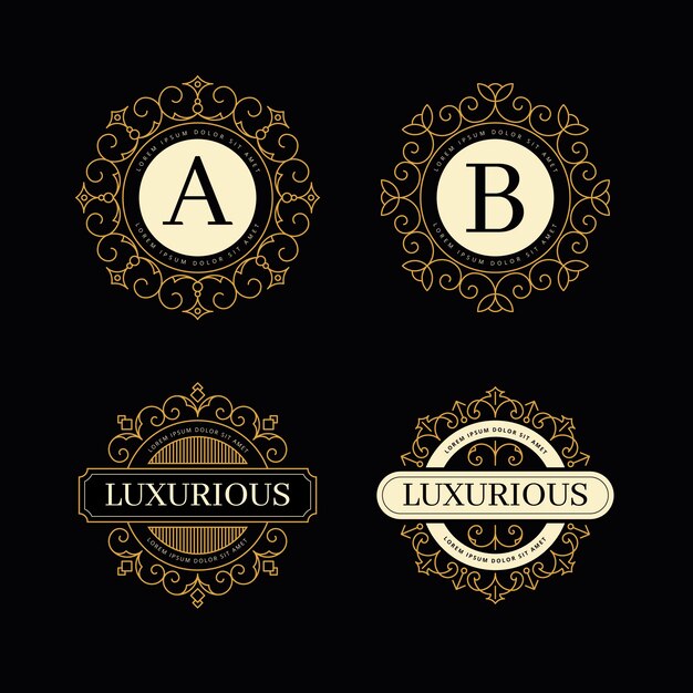 Paquete de plantillas de logotipo retro de lujo