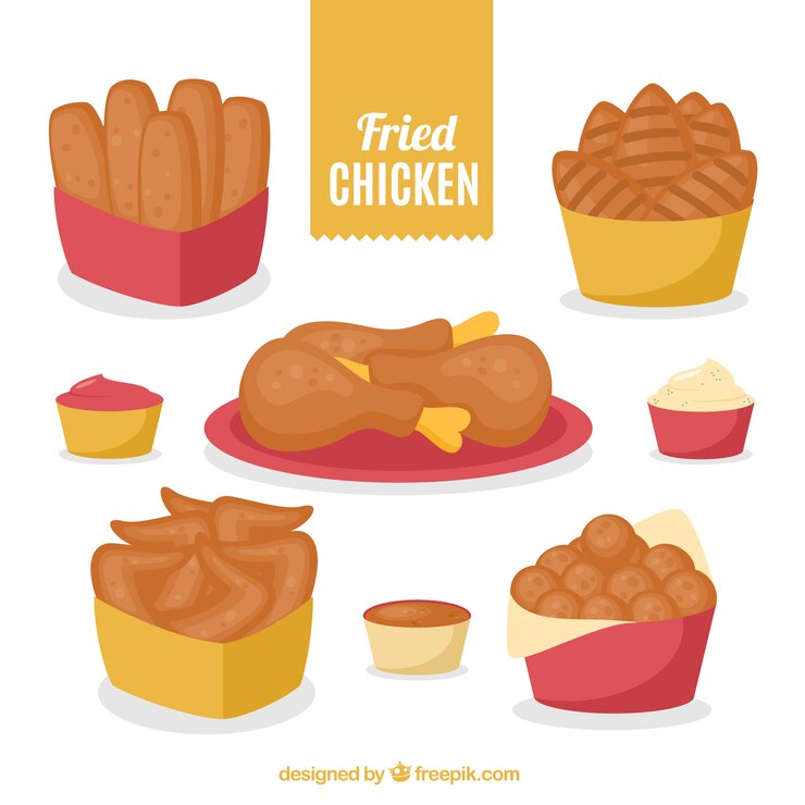 Vector gratuito paquete de pollo frito