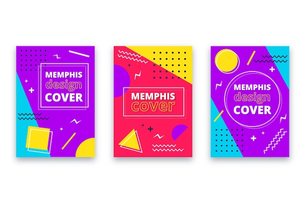 Paquete de portadas de diseño de memphis