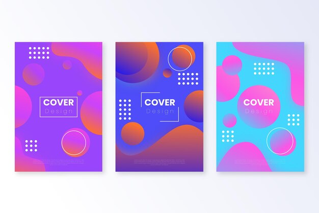 Paquete de portadas de formas abstractas con degradado
