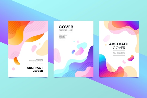 Paquete de portadas de formas abstractas degradado