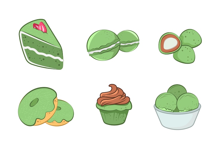 Vector gratuito paquete de postre matcha