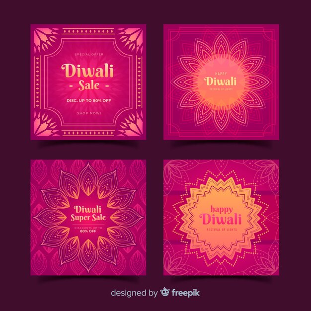 Paquete de publicación de instagram festival diwali