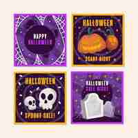Vector gratuito paquete de publicaciones de instagram de eventos de halloween
