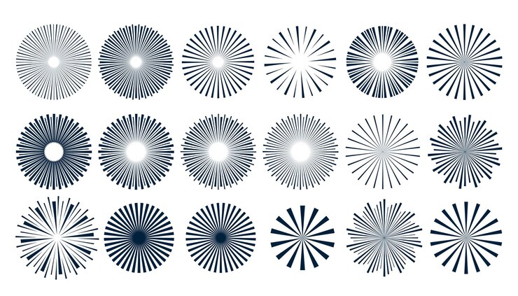 Vector gratuito paquete de rayos de sol estallido diseño de silueta