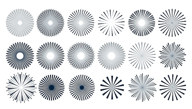 paquete de rayos de sol estallido diseño de silueta