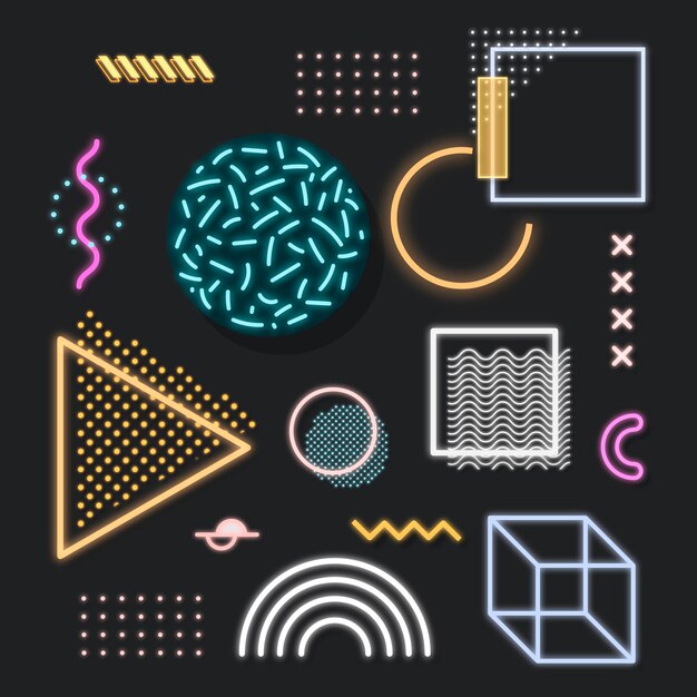 Paquete de recursos de diseño de Neon Memphis