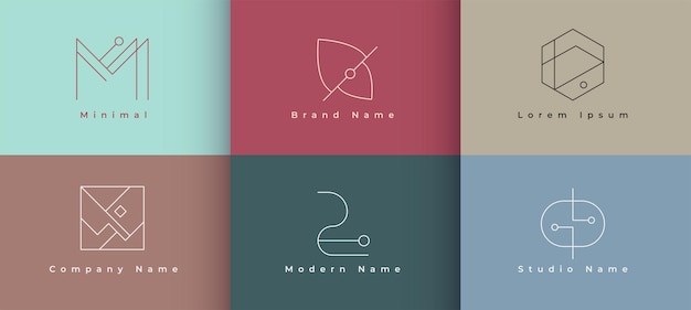 paquete de seis plantillas mínimas de logotipo de emblema para la promoción