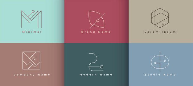 paquete de seis plantillas mínimas de logotipo de emblema para la promoción