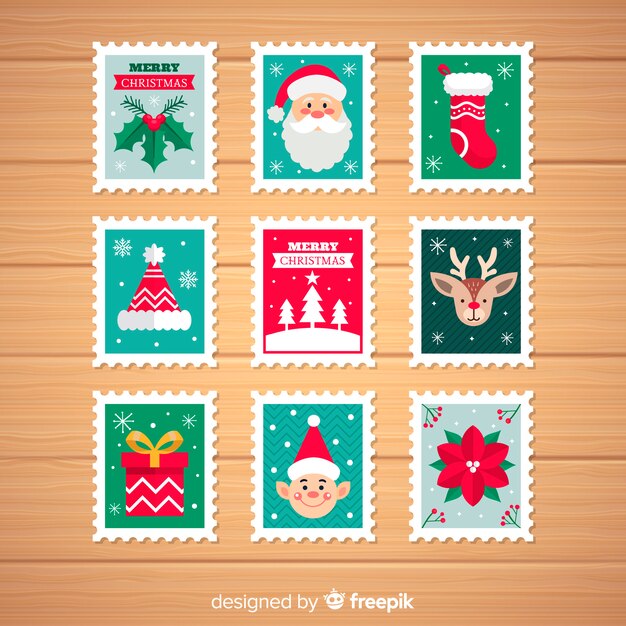 Paquete sellos elementos navidad