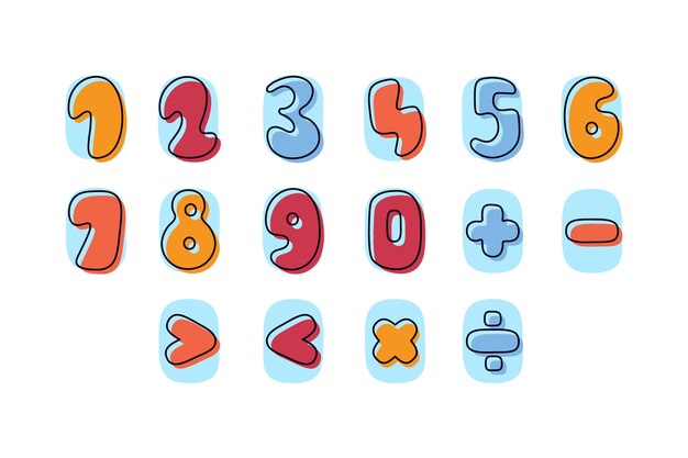 Paquete de símbolos matemáticos dibujados a mano