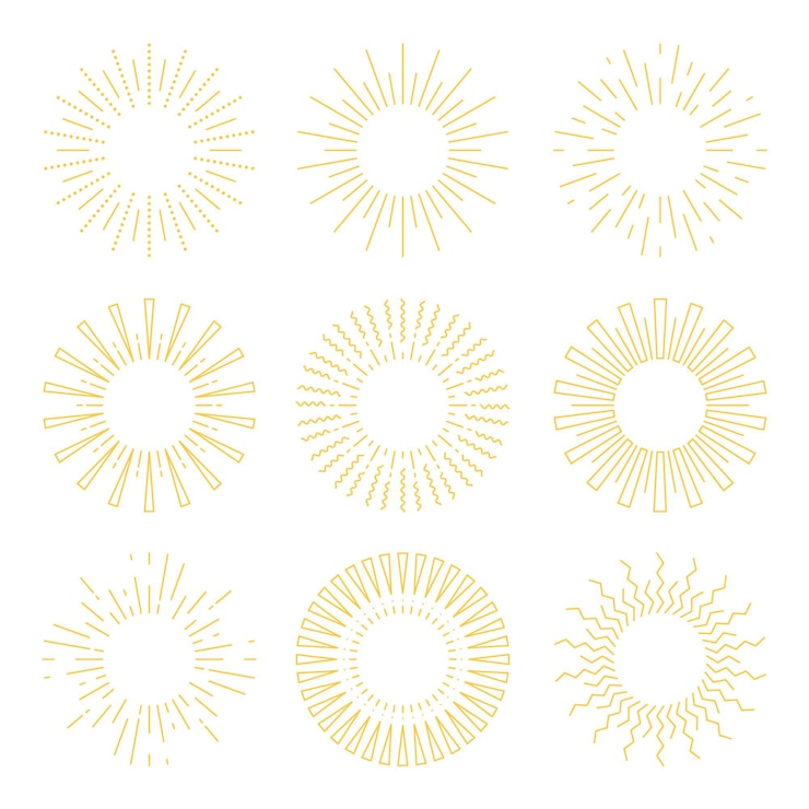 Vector gratuito paquete sunburst estilo dibujado a mano
