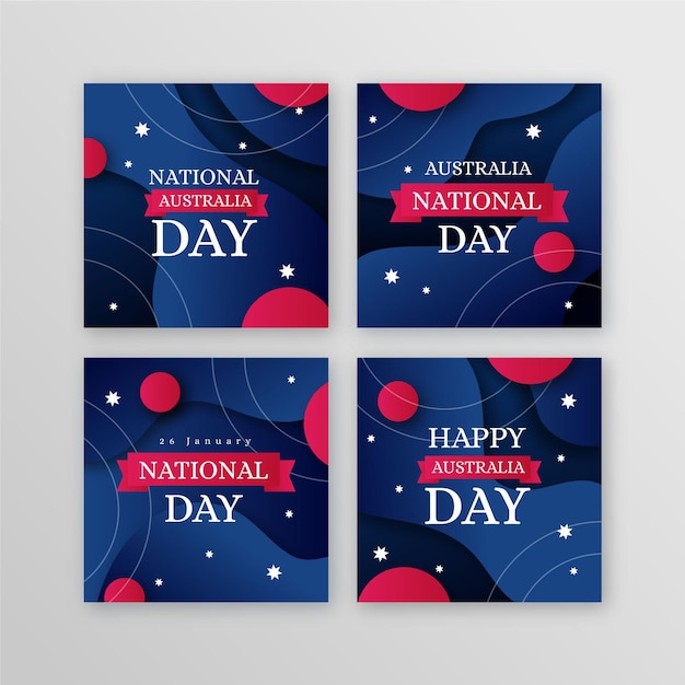 Vector gratuito paquete de tarjetas de felicitación del día de australia