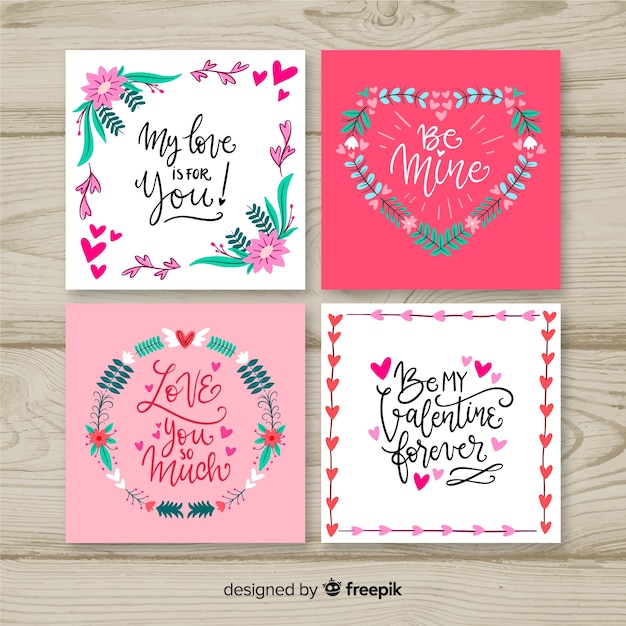 Vector gratuito paquete tarjetas florales san valentín