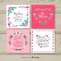 Vector gratuito paquete tarjetas florales san valentín