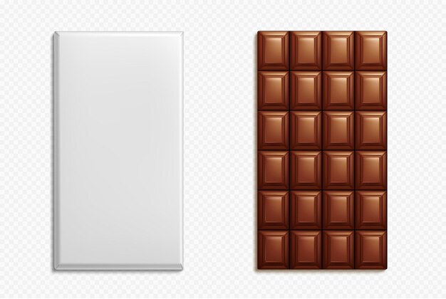 Paquete de vector de barra de chocolate envuelto aislado