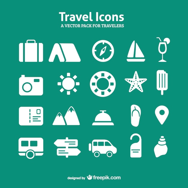 Vector gratuito paquete de vectores conjunto de iconos de viaje