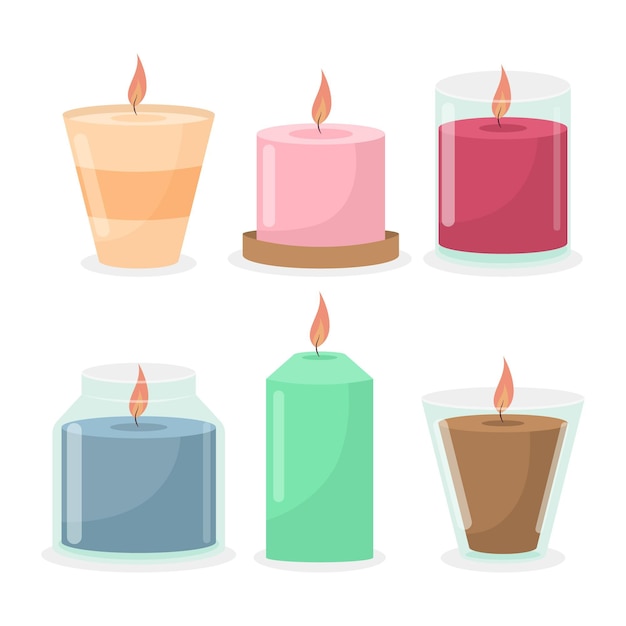 Vector gratuito paquete de velas aromáticas dibujadas