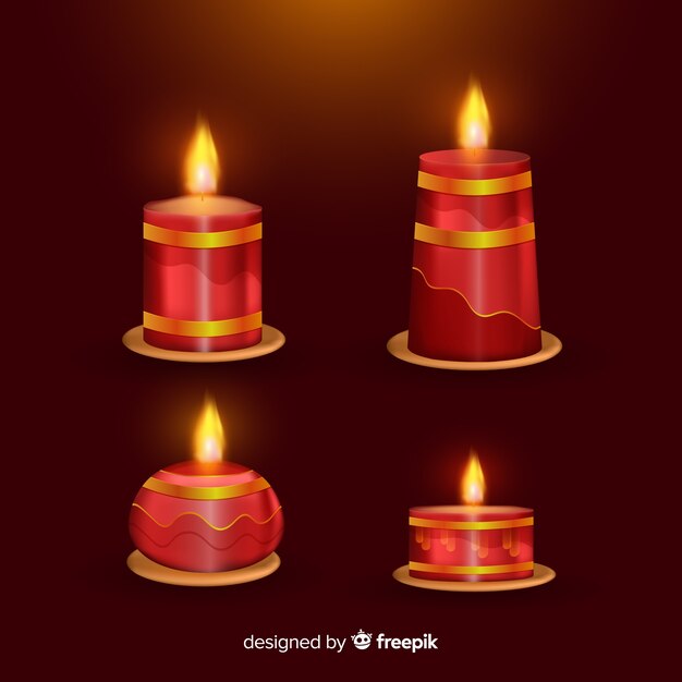 Paquete velas navidad realistas