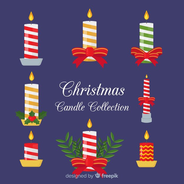 Paquete velas navideñas a rayas