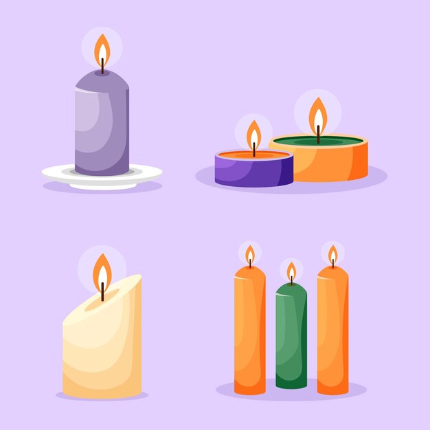 Paquete de velas perfumadas con ilustración detallada
