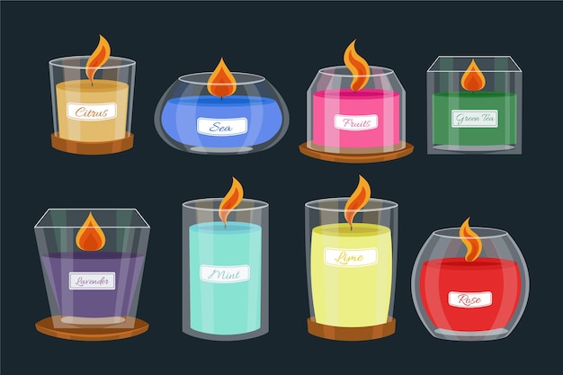 Vector gratuito paquete de velas perfumadas planas