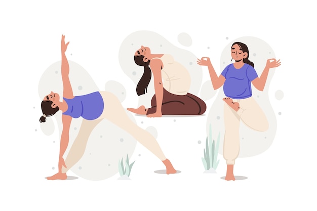 Vector gratuito paquete de yoga para el embarazo