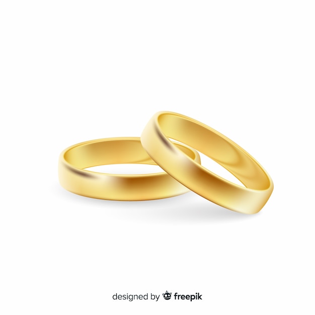Par de anillos de boda realistas dorados