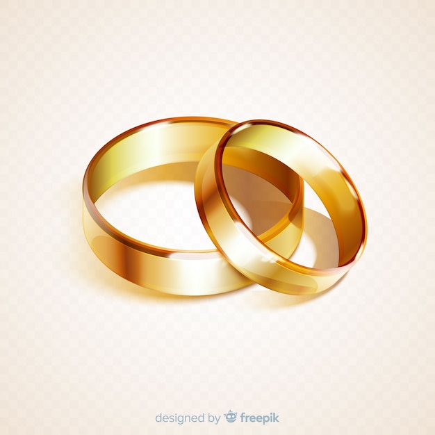 Vector gratuito par de anillos de boda realistas dorados