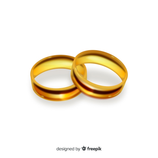 Vector gratuito par de anillos de bodas de oro realistas