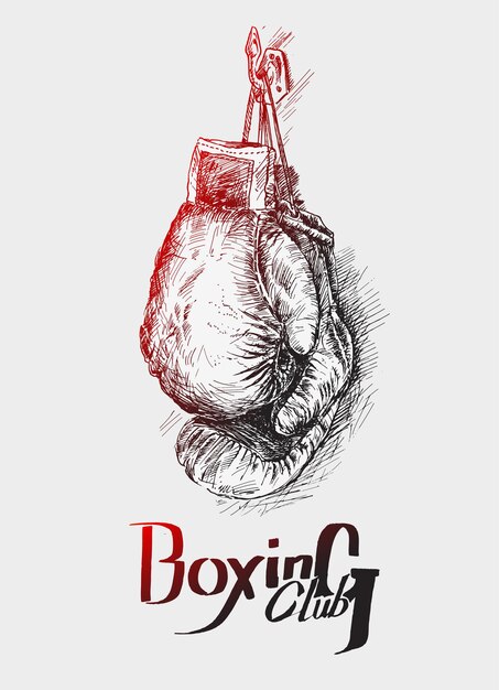 Par de guantes de boxeo ilustración de vector de boceto dibujado a mano