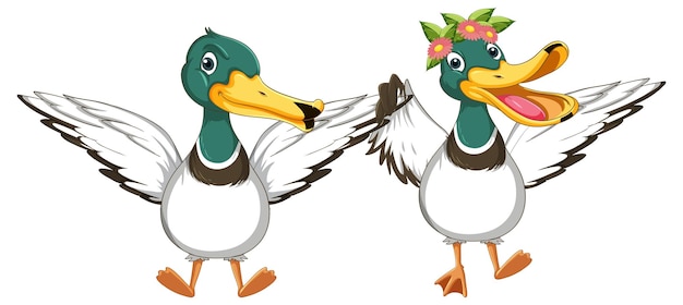 Un par de personajes de dibujos animados de patos