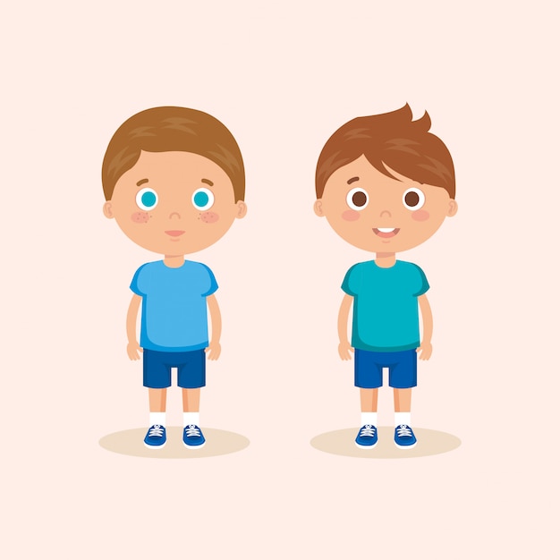 Vector gratuito par de personajes de niños pequeños