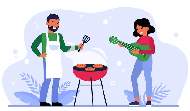 Vector gratuito par tener fiesta de barbacoa al aire libre