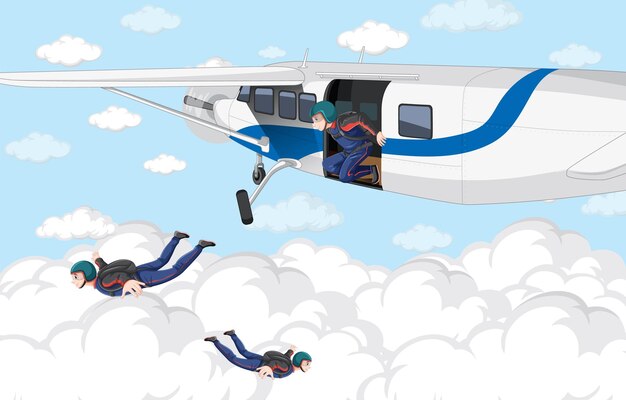Paracaidista saltando del avión