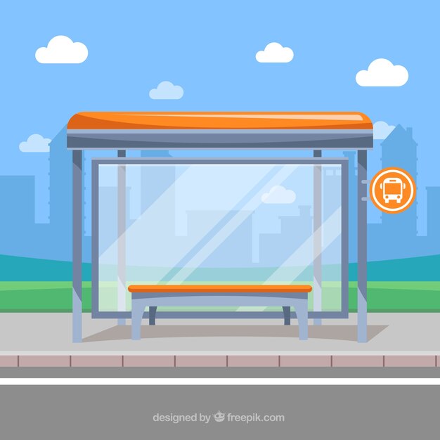 Parada de autobús vacía con diseño plano
