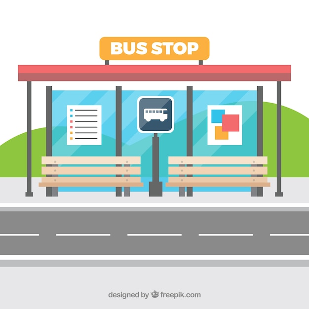 Parada de autobús vacía con diseño plano