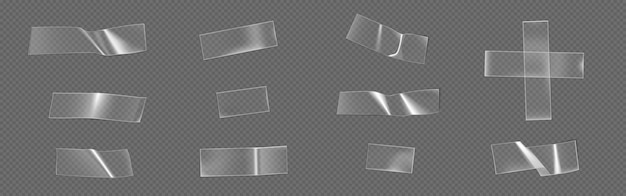 Vector gratuito parche de cinta adhesiva de plástico cortado transparente